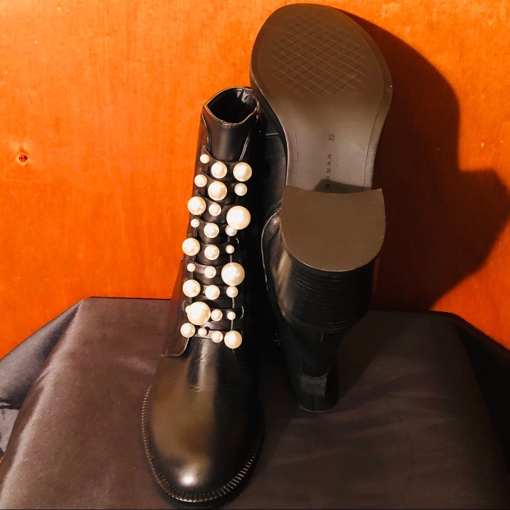 🤩🤩BNWT Zara Faux Pearl Moto Boots🤩🤩 - Picture 6 of 6